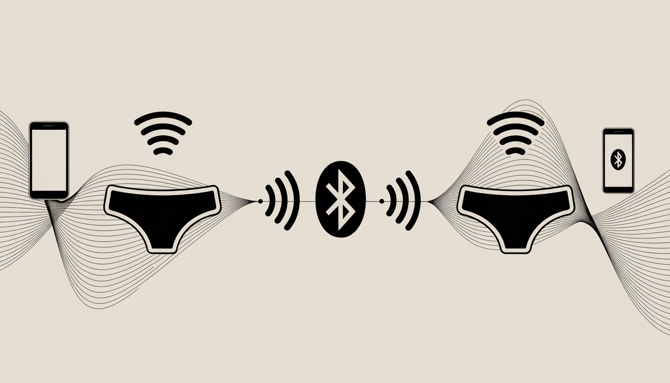 Abstract waves and lines representing Bluetooth connectivity between vibrating panties and smartphones.