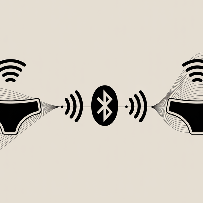 Abstract waves and lines representing Bluetooth connectivity between vibrating panties and smartphones.